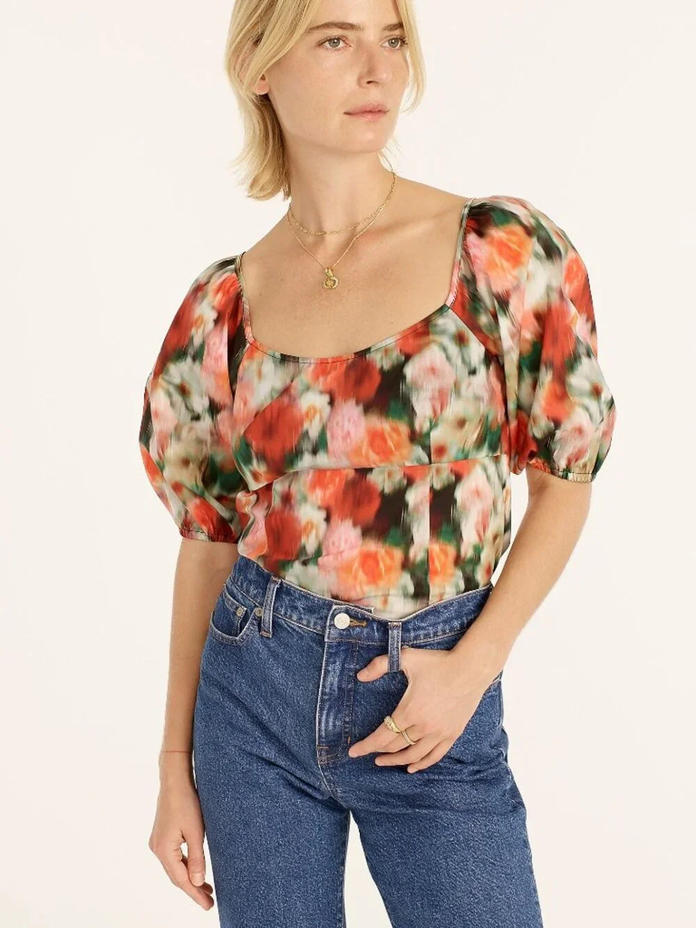 NWT Size 8 J. Crew Squareneck Blouse Top in Liberty Hazy Days Floral NEW
